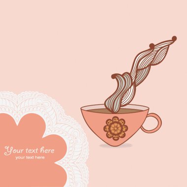 Coffee and tea mug with floral pattern. Cup background. Hot drin clipart