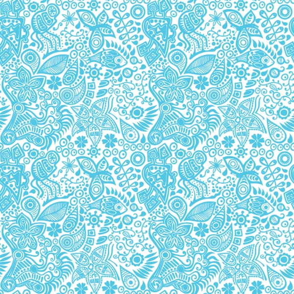 Абстрактная бесшовная текстура с рыбой, бабочками, цветами. Эндл — стоковый вектор