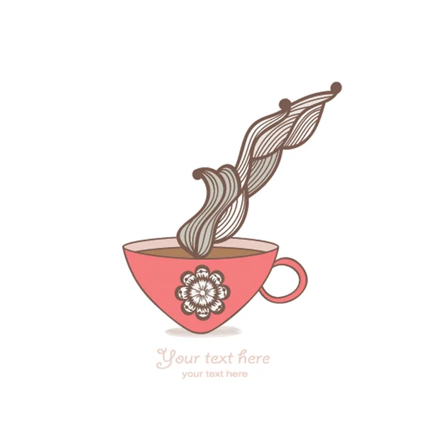 Taza de café y té con patrón floral. Fondo de copa. Drin caliente — Archivo Imágenes Vectoriales