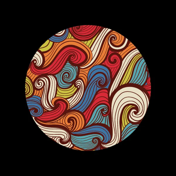 圆形图案，手绘炫彩抽象波浪中的背景 — 图库矢量图片