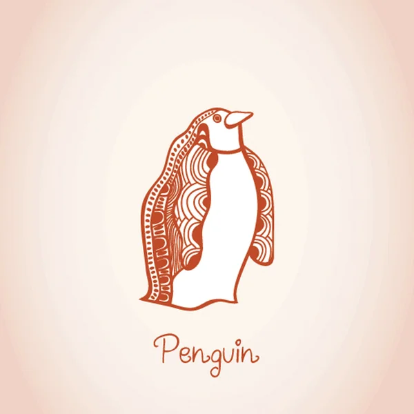 Ilustracja karta pingwina, wyciągnąć rękę, oryginalne dzieła sztuki. — Wektor stockowy
