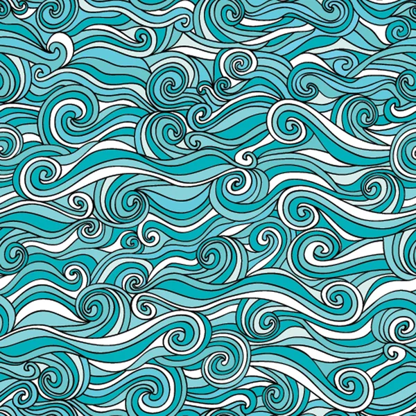 Bunte abstrakte handgezeichnete Muster, Wellen Hintergrund — Stockvektor