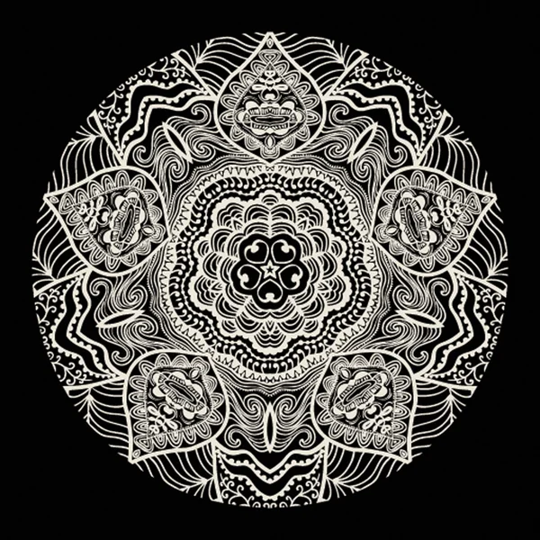 Patrón de encaje redondo ornamental, fondo de círculo — Archivo Imágenes Vectoriales