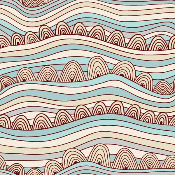 カラフルなシームレスな抽象的な手描きのパターン波の背景 — ストックベクタ
