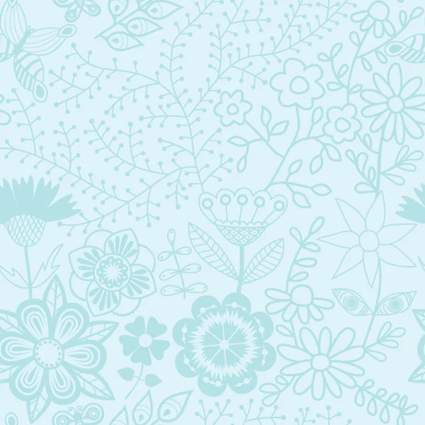 Textura sem costura com flores e borboletas. Interminável pa floral — Vetor de Stock