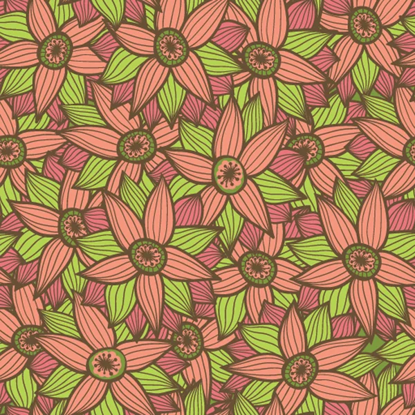Texture sans couture avec fleurs.Motif floral sans fin — Image vectorielle