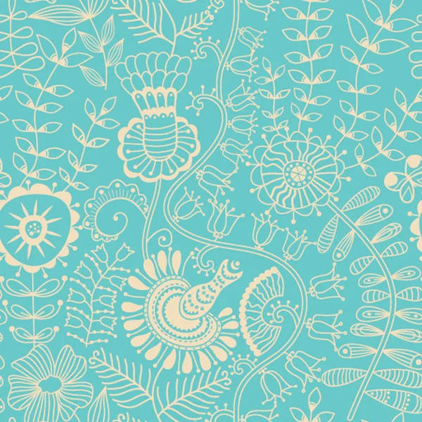 Texture sans couture avec fleurs et pigeons. Motif floral sans fin — Image vectorielle