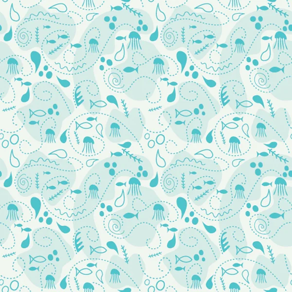 Sea world seamless pattern, under water world wallpaper with fis — Stock Vector