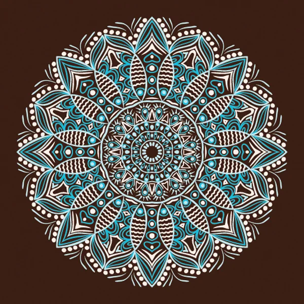 Ornement motif de dentelle ronde, fond rond avec de nombreux détails — Image vectorielle