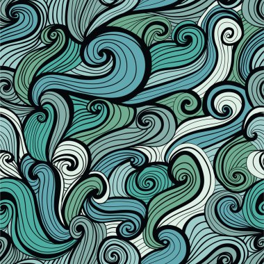 seamless abstract hand-drawn pattern, looks like hair or waves clipart