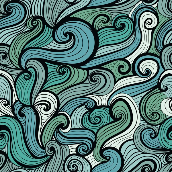 Naadloze abstracte handgetekende patroon, ziet eruit als haar of golven — Stockvector