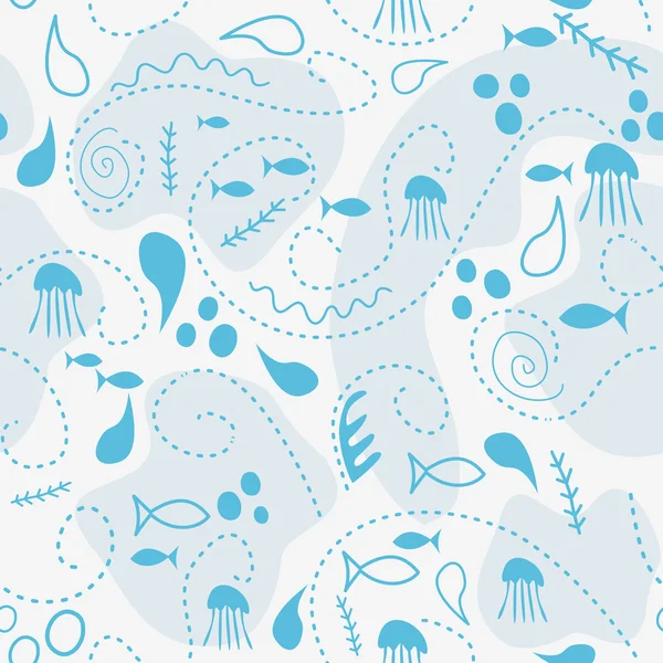 Motif sans couture monde de la mer, sous fond d'écran monde de l'eau avec fis — Image vectorielle