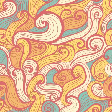 seamless abstract hand-drawn pattern, looks like hair or waves clipart