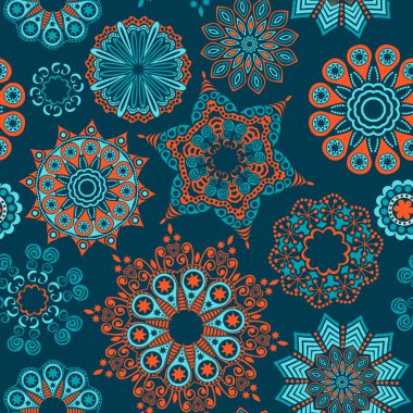 Ornate floral seamless texture, endless pattern with flowers loo clipart