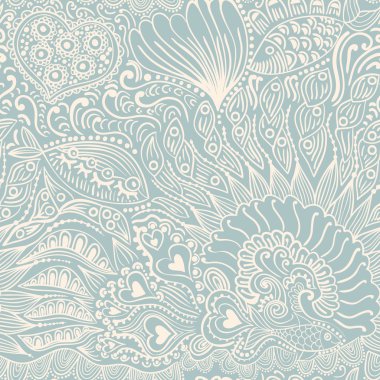 fish seamless pattern, endless abstract doodle pattern clipart