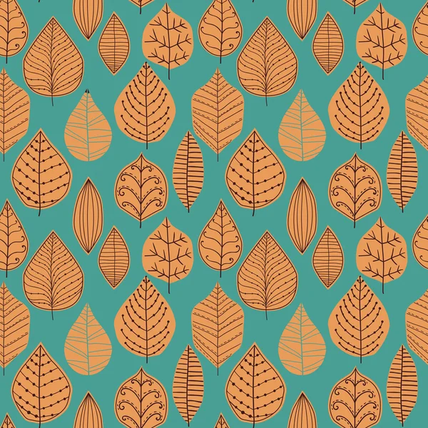 Un patrón sin costuras con hoja, fondo de hoja de otoño — Vector de stock