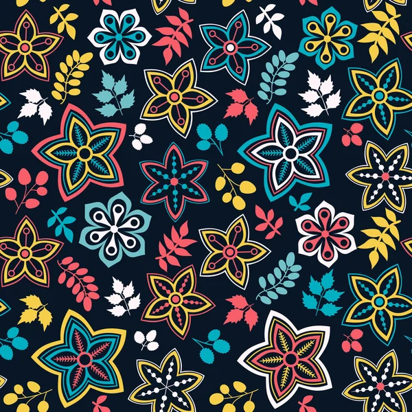 Floral seamless pattern, endless texture with flowers. Vector ba — Stock Vector