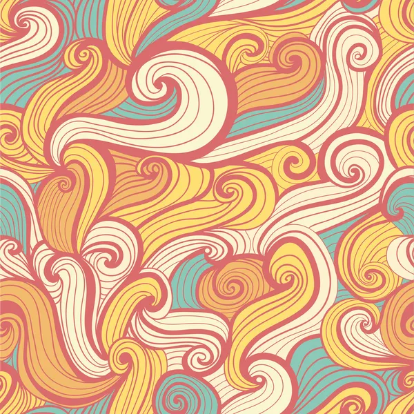 Seamless abstract hand-drawn pattern, looks like hair or waves — Stock Vector