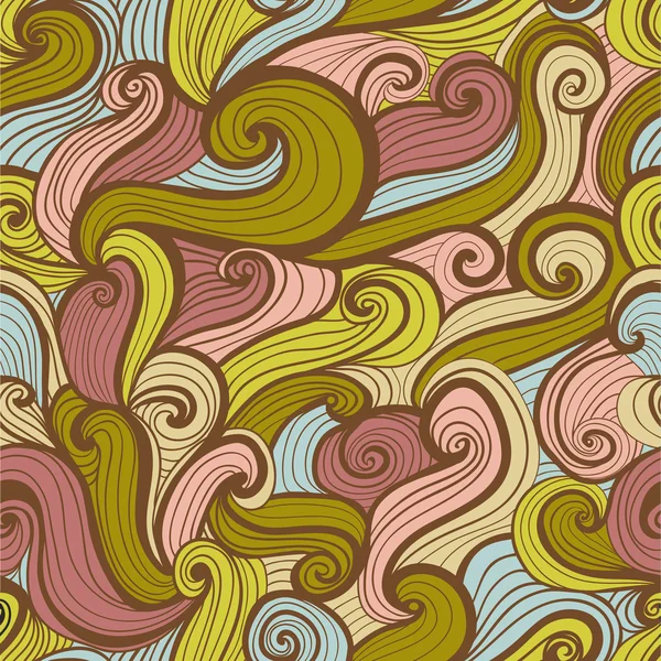 シームレスな抽象的な手書きパターン、髪の毛や波のように見える — ストックベクタ