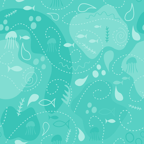 sea world seamless pattern, under water world wallpaper with fis