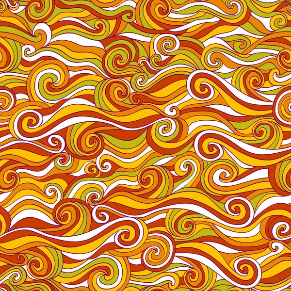 Warna-warni abstrak pola gambar tangan, gelombang latar belakang - Stok Vektor