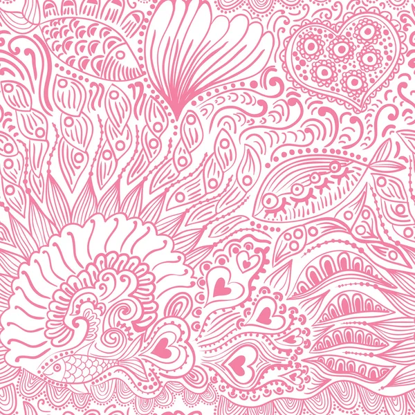 Fisk seamless mönster, ändlösa abstrakt doodle mönster — Stock vektor