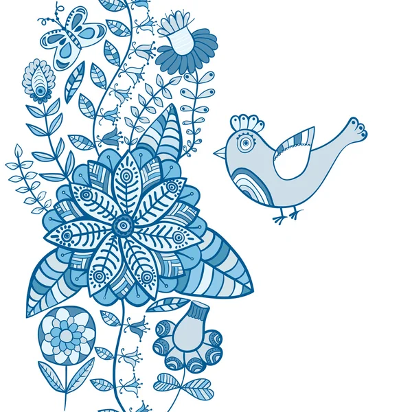 Fond romantique vintage avec oiseau. Oiseau, carte florale — Image vectorielle
