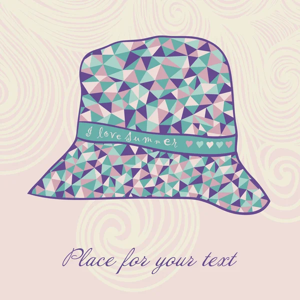三角形の生地で作られたファッション帽子、夏帽子を愛して — ストックベクタ
