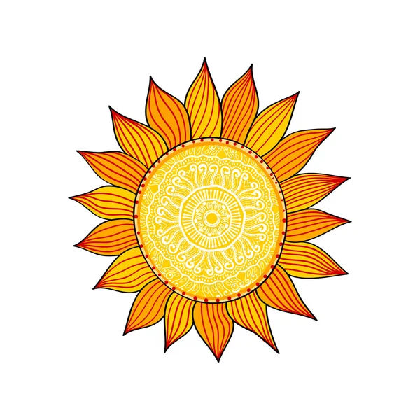 Samostatný slunečnice výkres na bílém pozadí — Stockový vektor