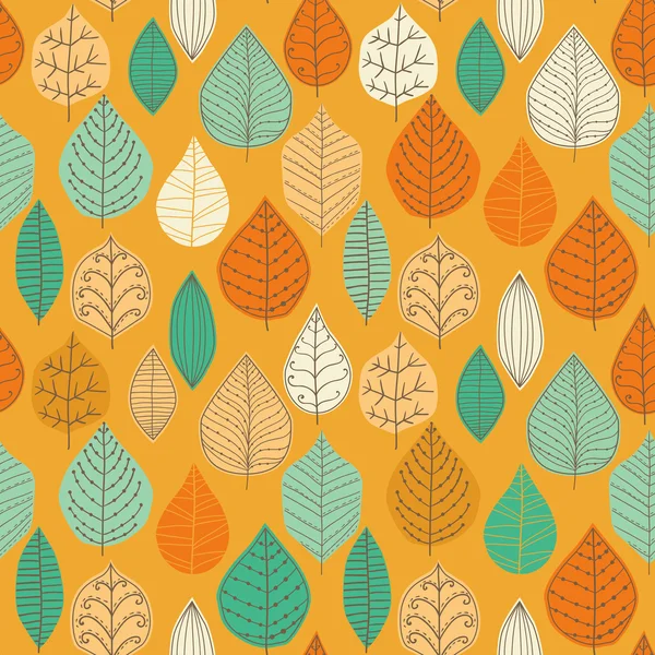 有叶子的无缝图案，秋叶背景 — 图库矢量图片