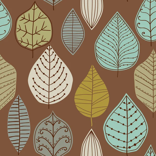 Ett sömlöst mönster med löv, höstlöv bakgrund — Stock vektor