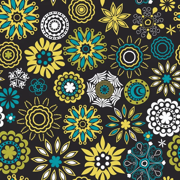 Textura sin costura floral adornada, patrón sin fin con flores loo — Vector de stock