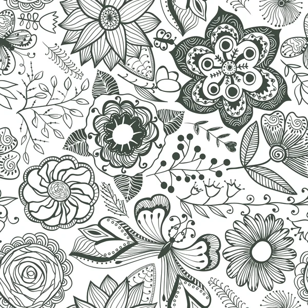 Patrón sin costura floral, textura sin fin con flores. Vector ba — Archivo Imágenes Vectoriales