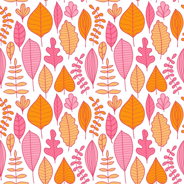 有叶子的无缝图案，秋叶背景 — 图库矢量图片