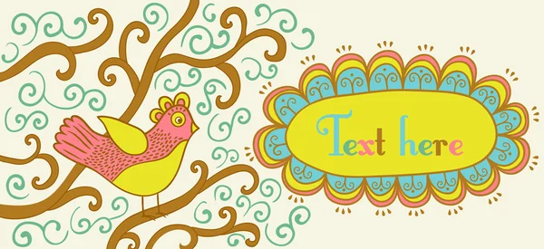 Retro style banner with bird and frame for your text in autumnal — Stock Vector
