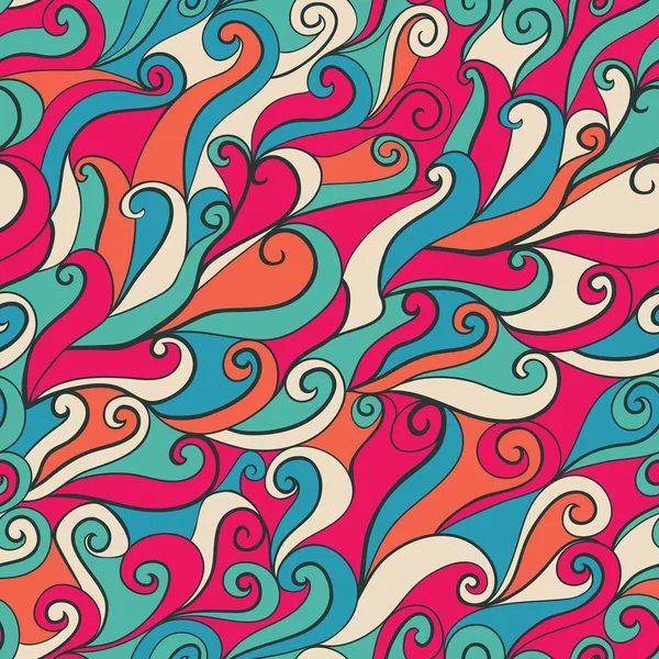 Färgglada sömlösa abstrakta handritade mönster, vågor bakgrund. — Stock vektor