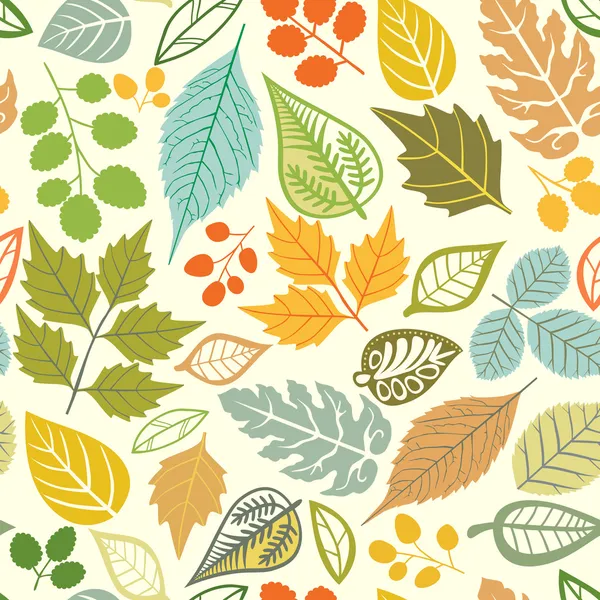 有叶子的无缝图案，秋叶背景 — 图库矢量图片#