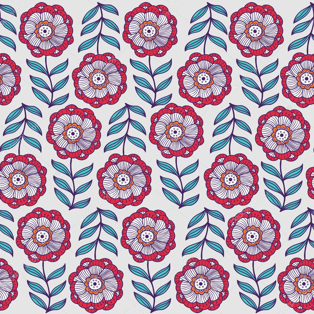 Floral seamless pattern, endless texture with flowers. Vector ba