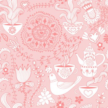 Retro coffee seamless pattern, tea background.Seamless pattern c clipart