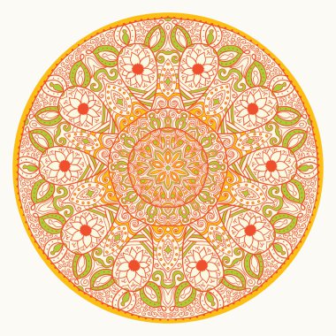 ornamental round lace pattern, circle background with many detai clipart