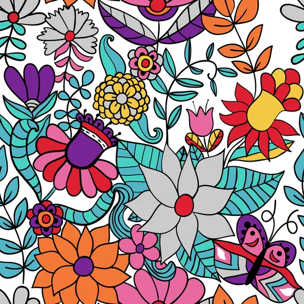 Florales nahtloses Muster, endlose Textur mit Blumen. Vektor ba — Stockvektor