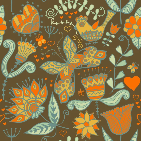 Floral seamless pattern, endless texture with flowers. Vector ba — Stock Vector
