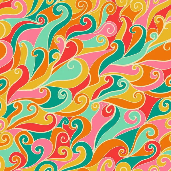 彩色无缝抽象手绘图案，波浪背景. — 图库矢量图片
