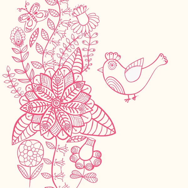 复古浪漫背景与鸟。鸟、 花卉卡 — 图库矢量图片