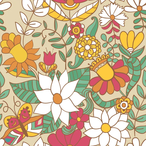 Patrón sin costura floral, textura sin fin con flores. Vector ba — Archivo Imágenes Vectoriales