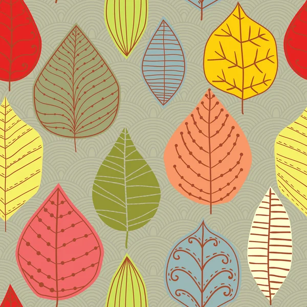 Um padrão sem costura com folha, fundo de folha de outono — Vetor de Stock