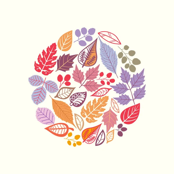 丸い葉とパターンの葉の背景 — ストックベクタ