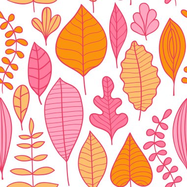 Seamless pattern on leaves theme, Autumn seamless pattern with l clipart