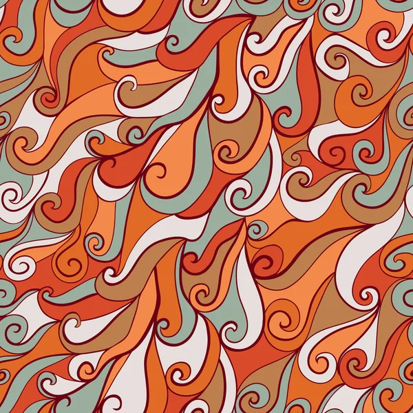 Sömlös abstrakt handritade mönster, vågor bakgrund — Stock vektor