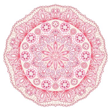 ornamental round lace pattern, circle background with many detai clipart